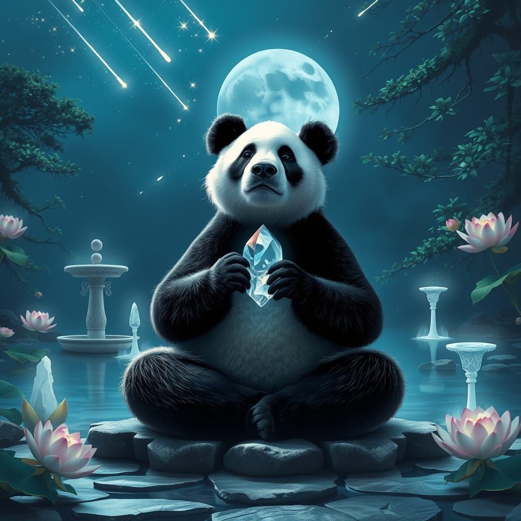 Serene Astral Panda in Cosmic Zen Garden