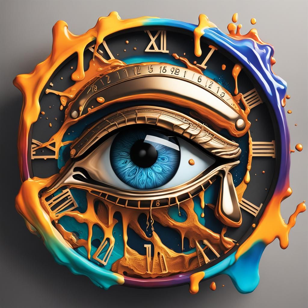 Eye of Horus on Melting Clock in Splash Art