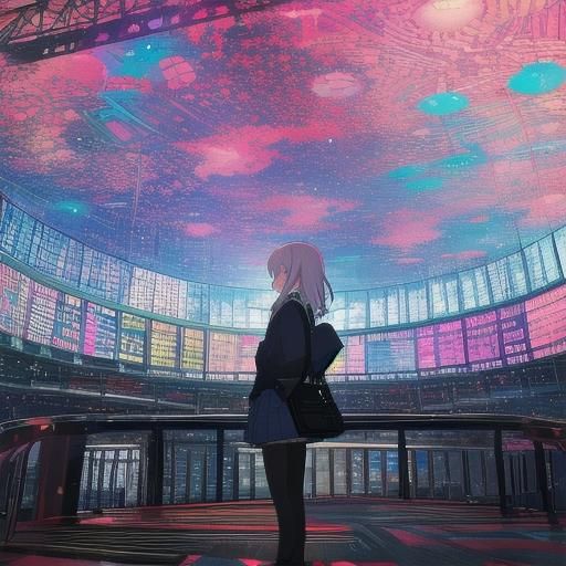 Colorful Anime Girl in Studio Mappa Style