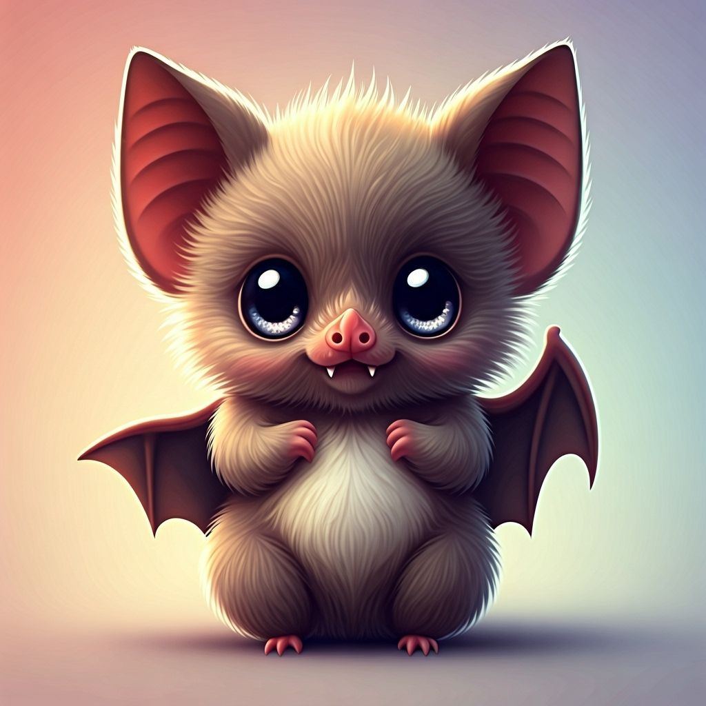 Adorable Chibi Baby Bat with Big Sparkling Eyes