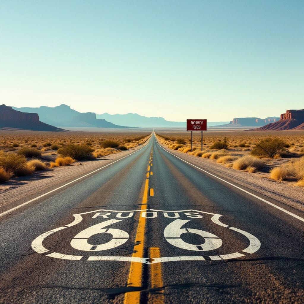 Route 66: A Cinematic Film Still