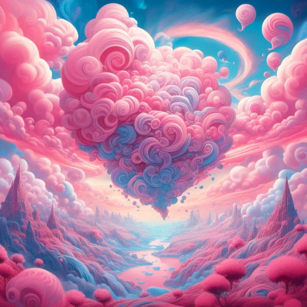 Wigglytuff in a Surreal Comic Dreamscape