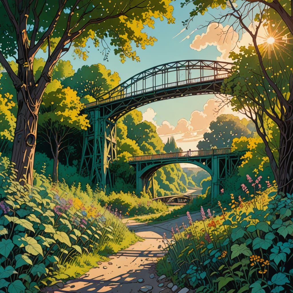 Abandoned Amusement Park in Comic Book Style