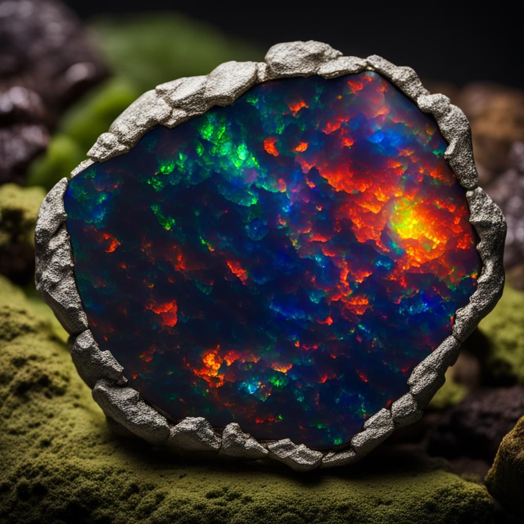 Giant Gem-Cut Black Opal Under Natural Lighting