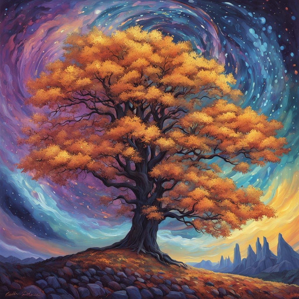 Golden Maple Tree in Vibrant Autumn Glory