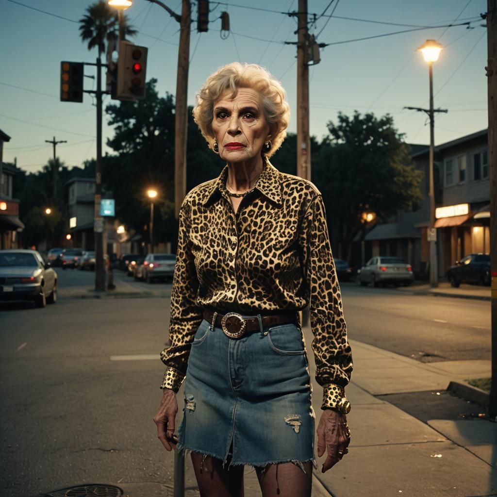 Cinematic Film Still of an Elderly Transvestite