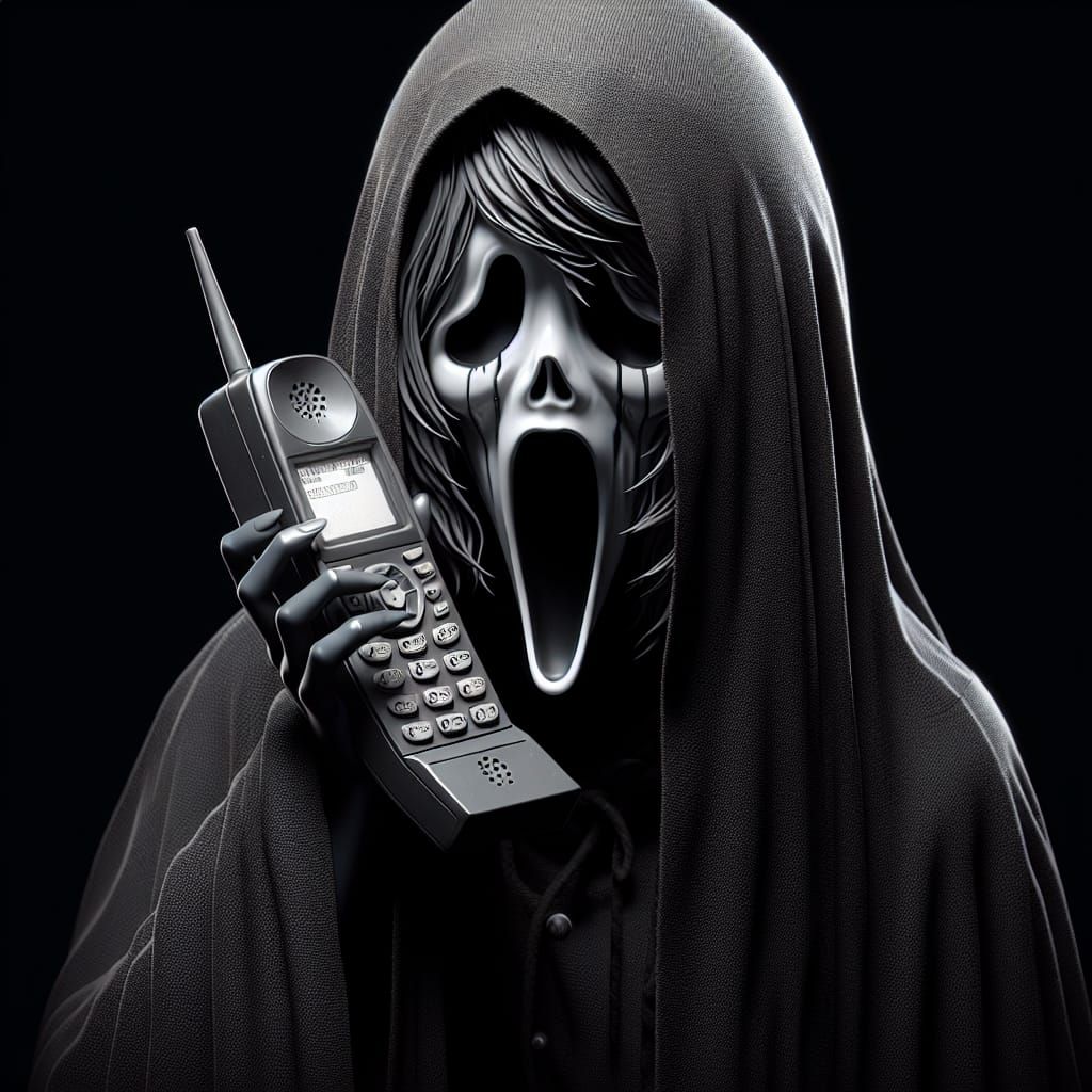 Weeping Phantom: Dark Figure with Ghost Mask