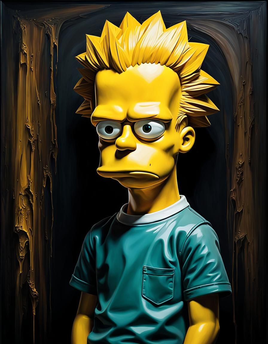 Bart Simpson Portrait in Funk Art Style