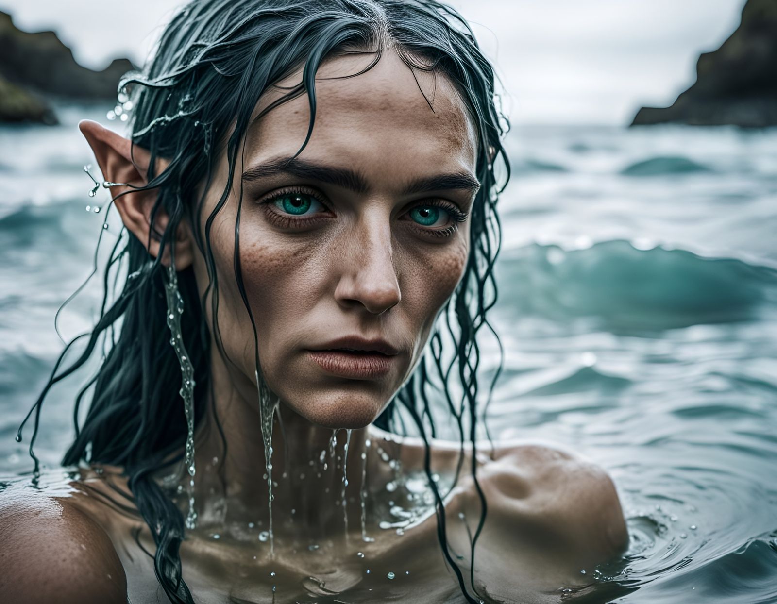 Elf Emerges from Ocean Depths