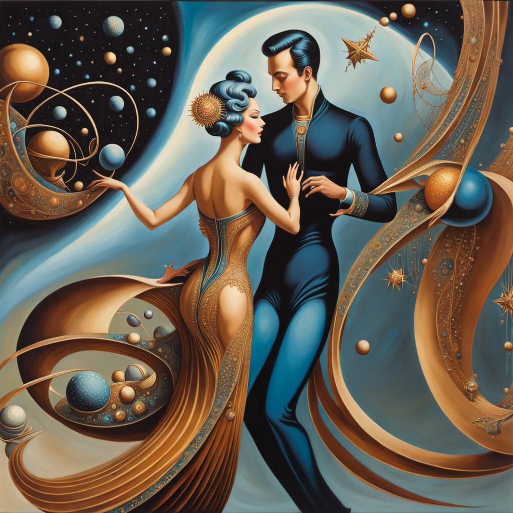 Intricate Atomic Universe Inside Dancing Couple