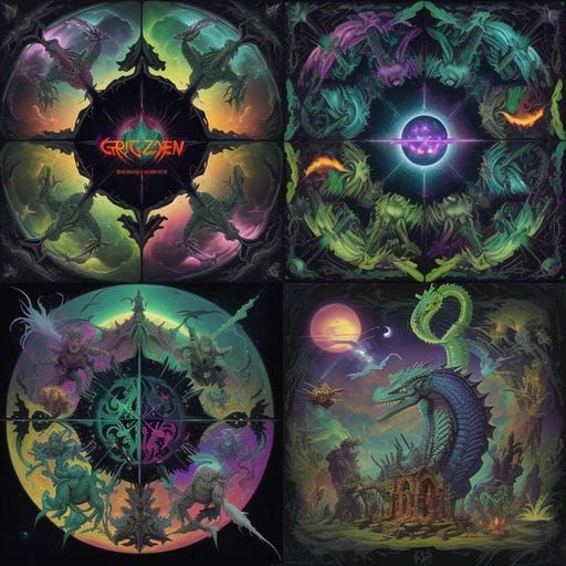 Psychedelic AI Landscape in Roger Dean Style