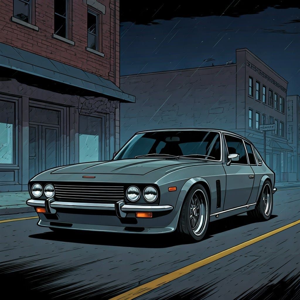 Tuned Jensen Interceptor in American Comics Style