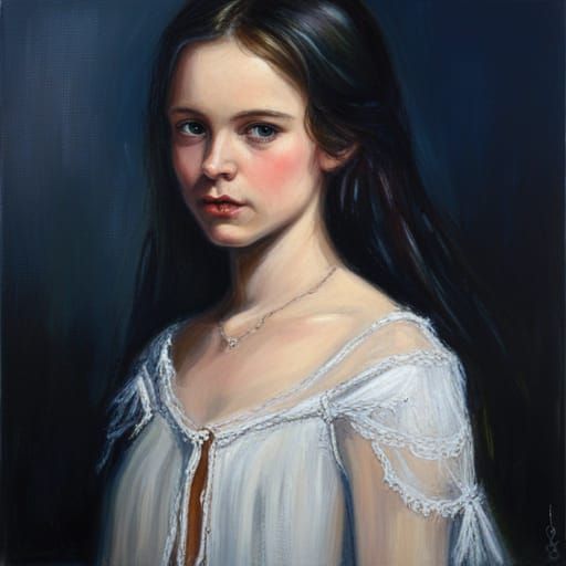 Gothic Princess Portrait in Oil Painting Style