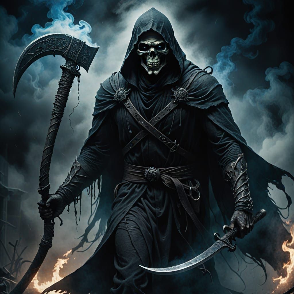 Dramatic Dark Fantasy Grim Reaper with Scythe