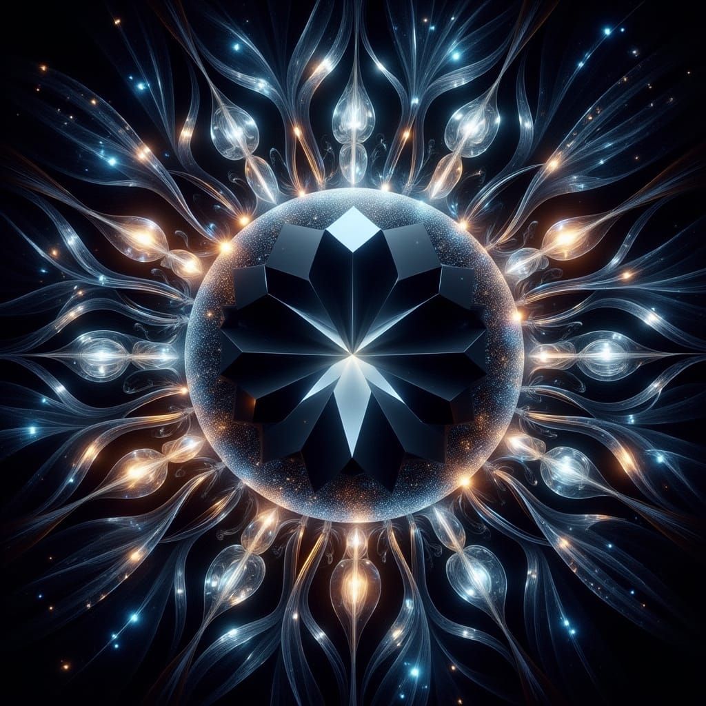 Luxurious Black Diamond in Art Nouveau Style