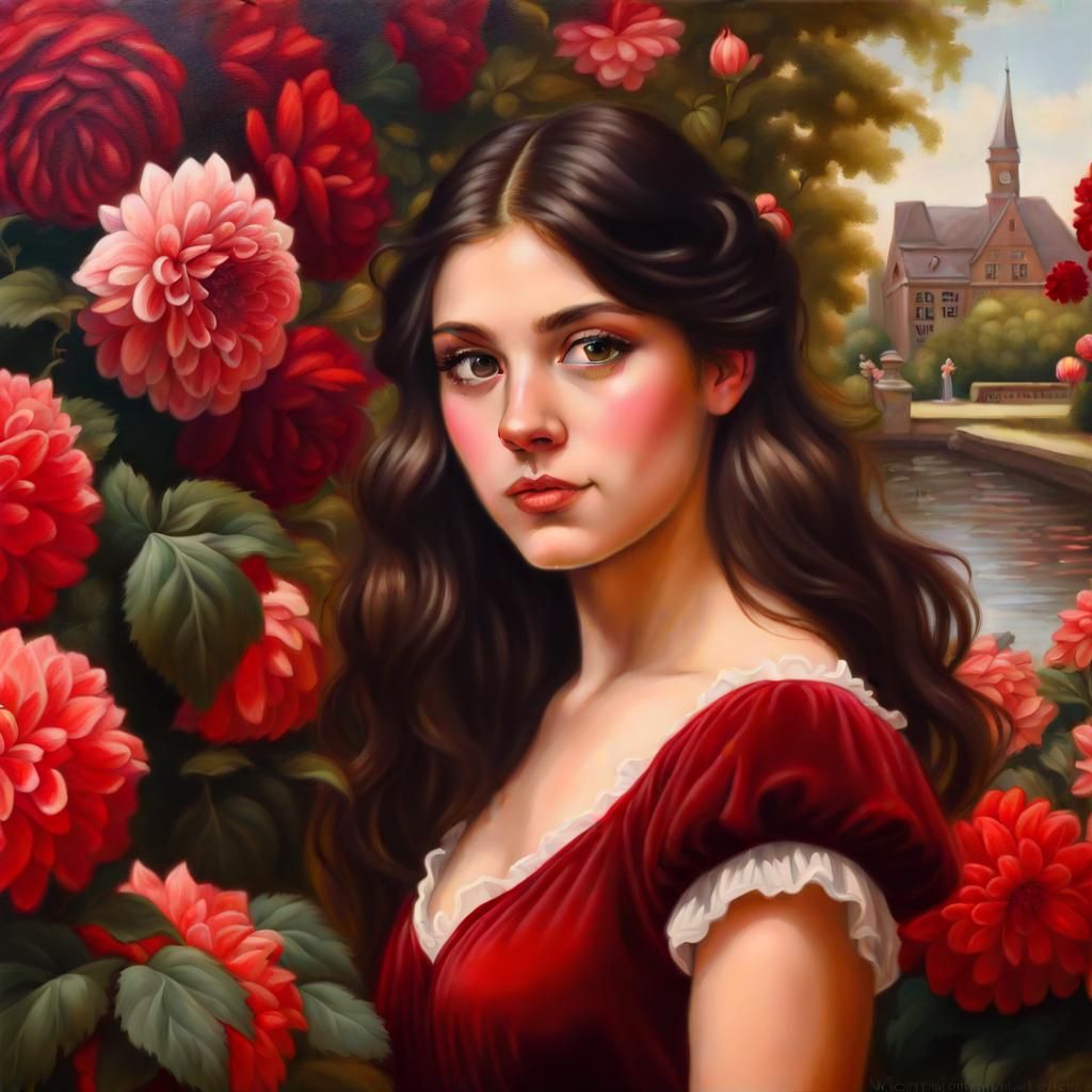 Brunette Girl in Red Dress, Heidelberg School Style