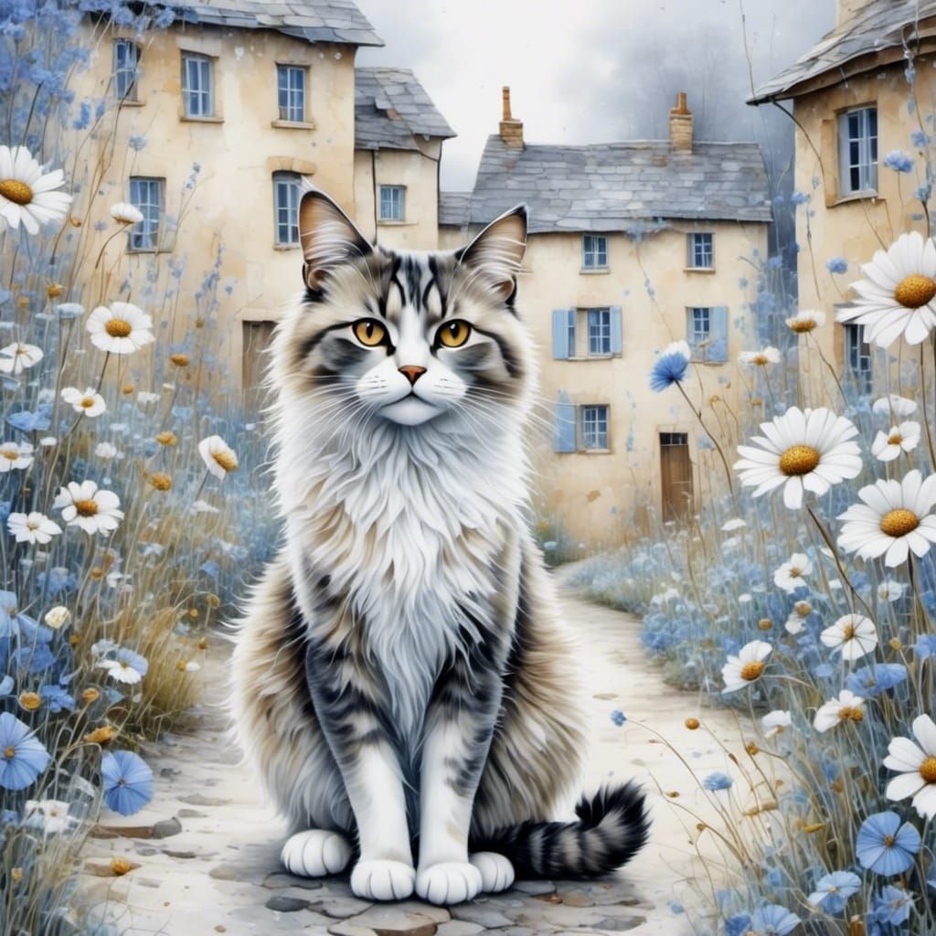 Grumpy Alley Cat with Giant Eyes