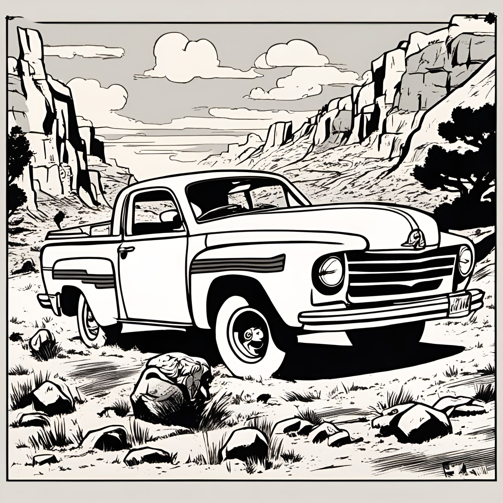 American Scene in Yakari Comic Book Style