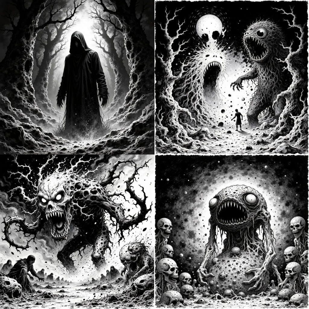 Horrific Dia Lump Illustration in Scary Stories Style