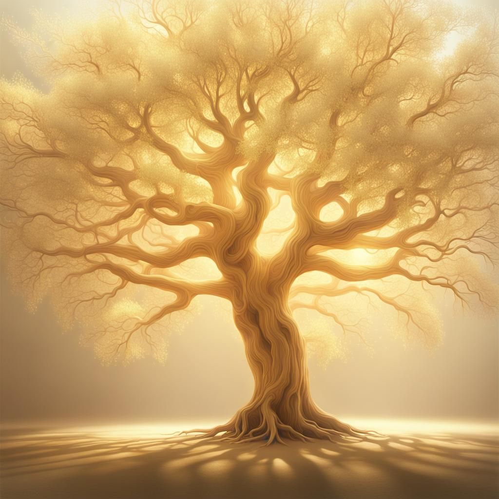Luminous Tree of Light: Surreal Depiction