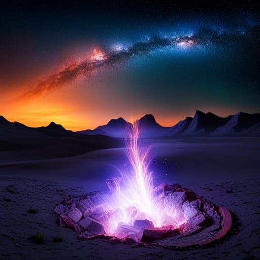 Sparkling Campfire Under a Galactic Sky