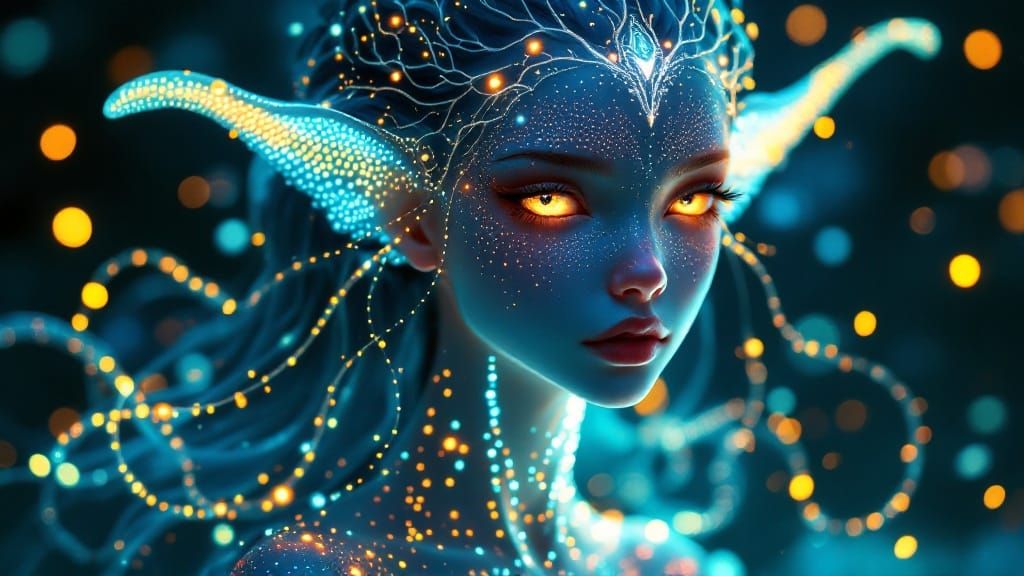 Ethereal Atlantean Sea Goddess with Bioluminescent Beauty