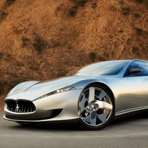 Maserati on Mountain Road at Sunset