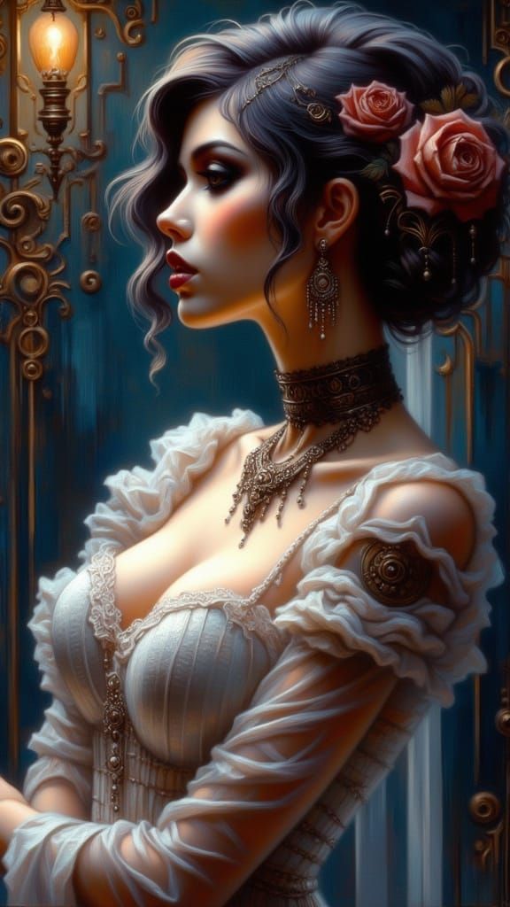 Woman with Alluring Gaze in Dramatic Lighting