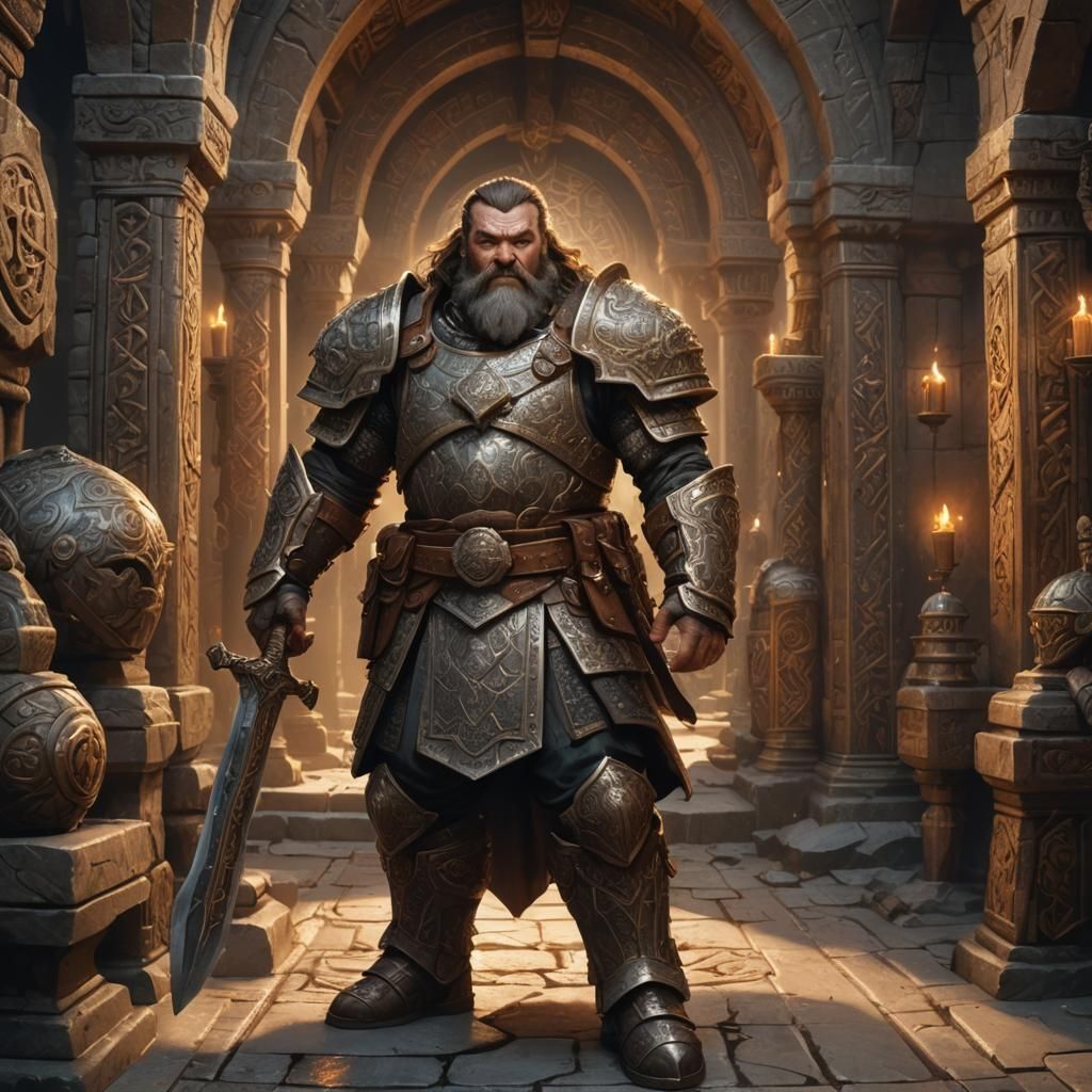 Dwarven War Cleric in Ornate Armor