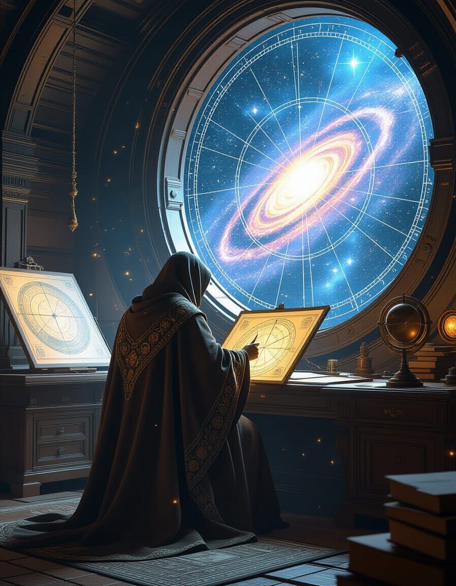 Ancient Cartographer Charts Galaxy in Ornate Observatory