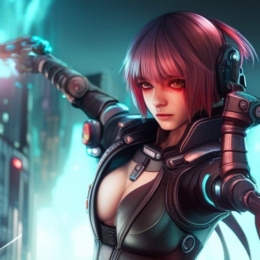 Cyberpunk Anime Girl Digital Art