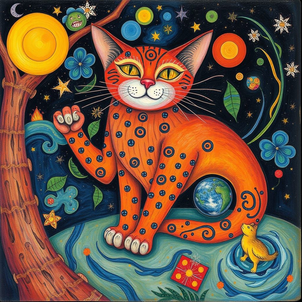 Whimsical Cat in Fantasy Realm