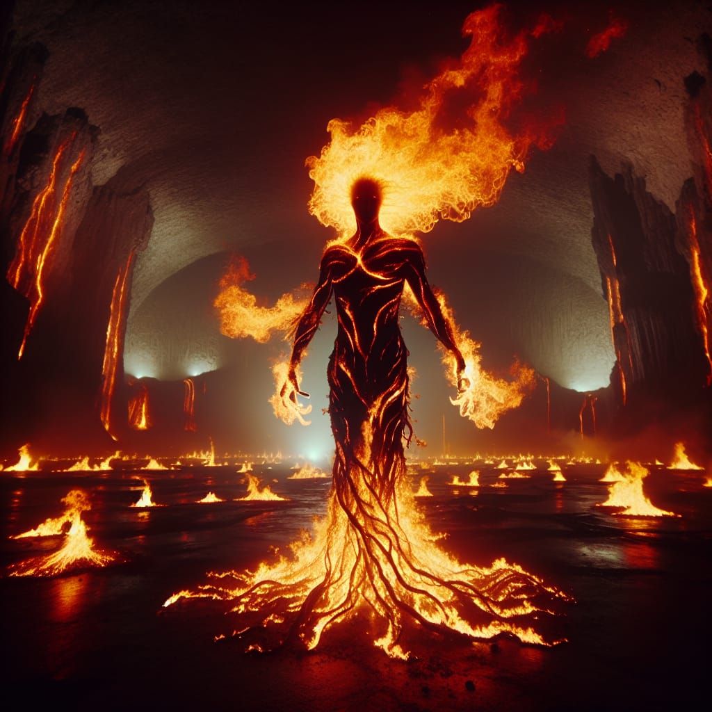 Ethereal Fire Elemental in Underground Cavern