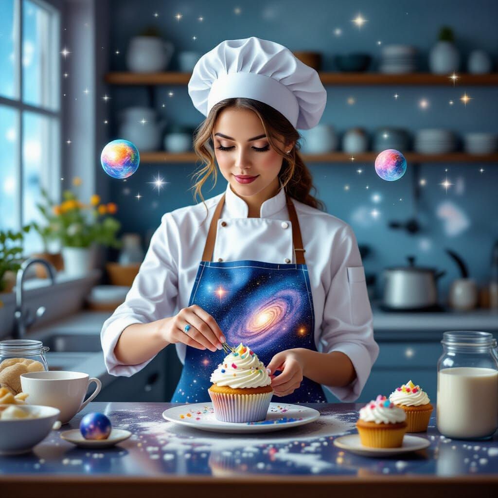 Celestial Baker Crafts Galaxy Cupcake in Cosmic Kitchen