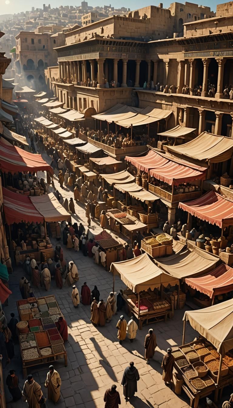 Thebes Marketplace: Cinematic Papercraft Film Still