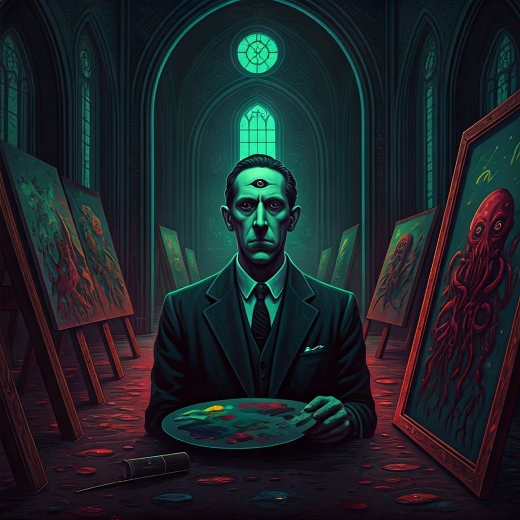 Lovecraft as a Cthulhu-Inspired Surrealist Artist