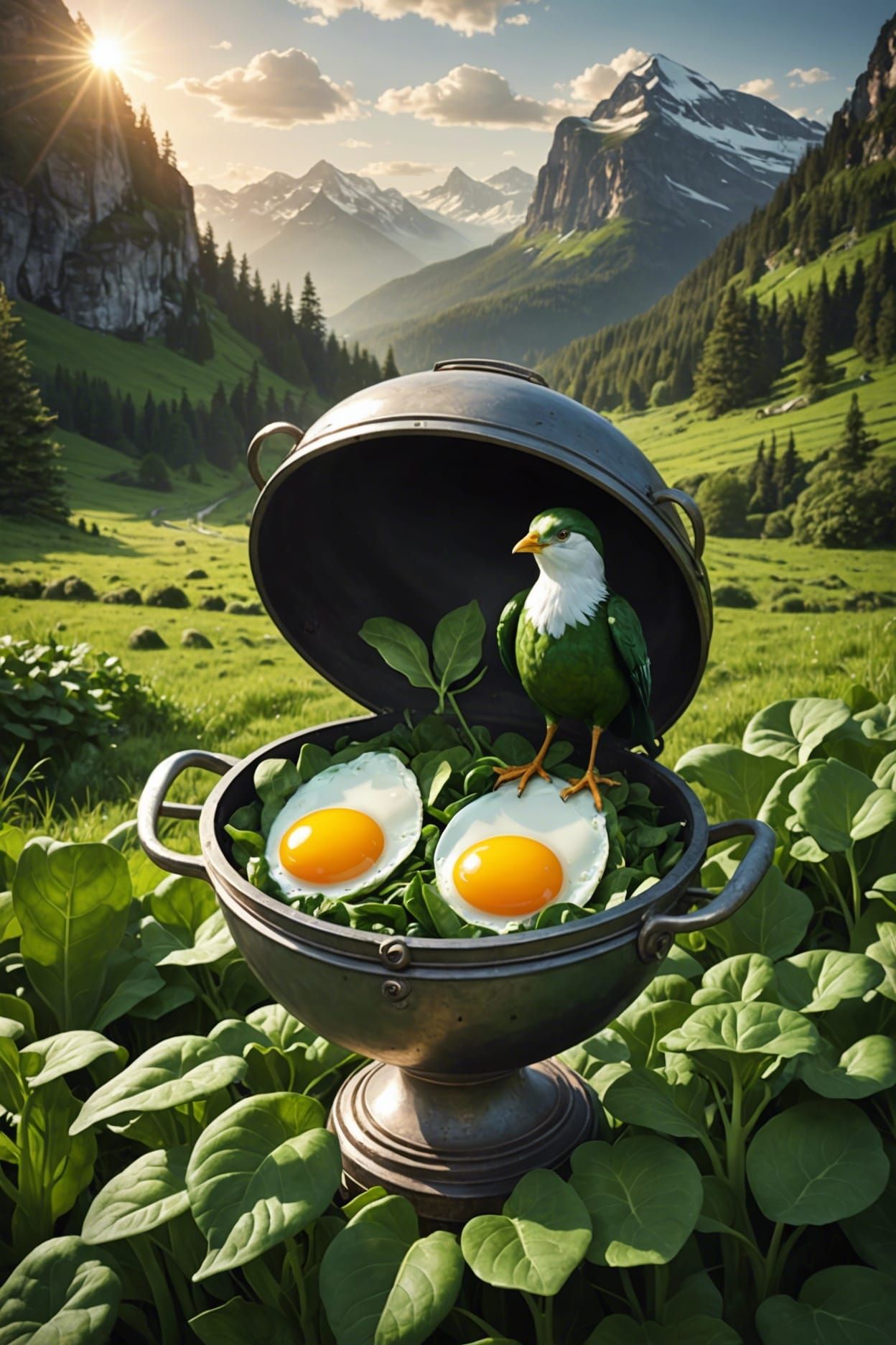 Travelers Discover Giant Spinach Breakfast in Strange Land