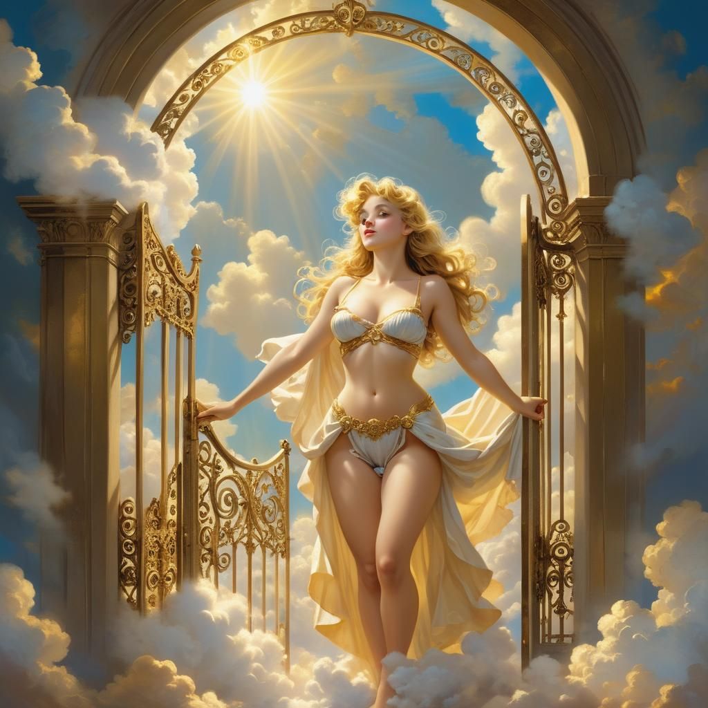 Angelic Pinup at Golden Gates: Spiritual Art