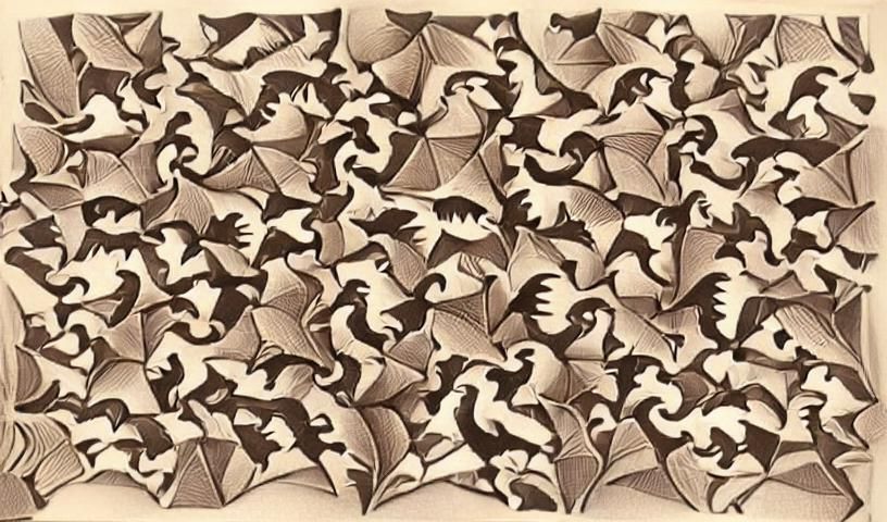 Geometric Bird Tessellation in Escher Style