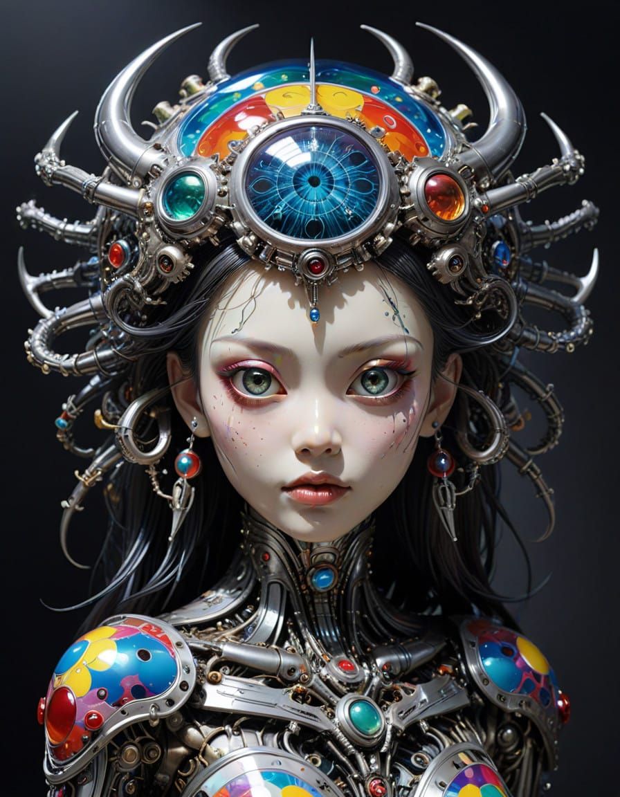 Chrome Top in Whirlwind Motion with Kanji Characters