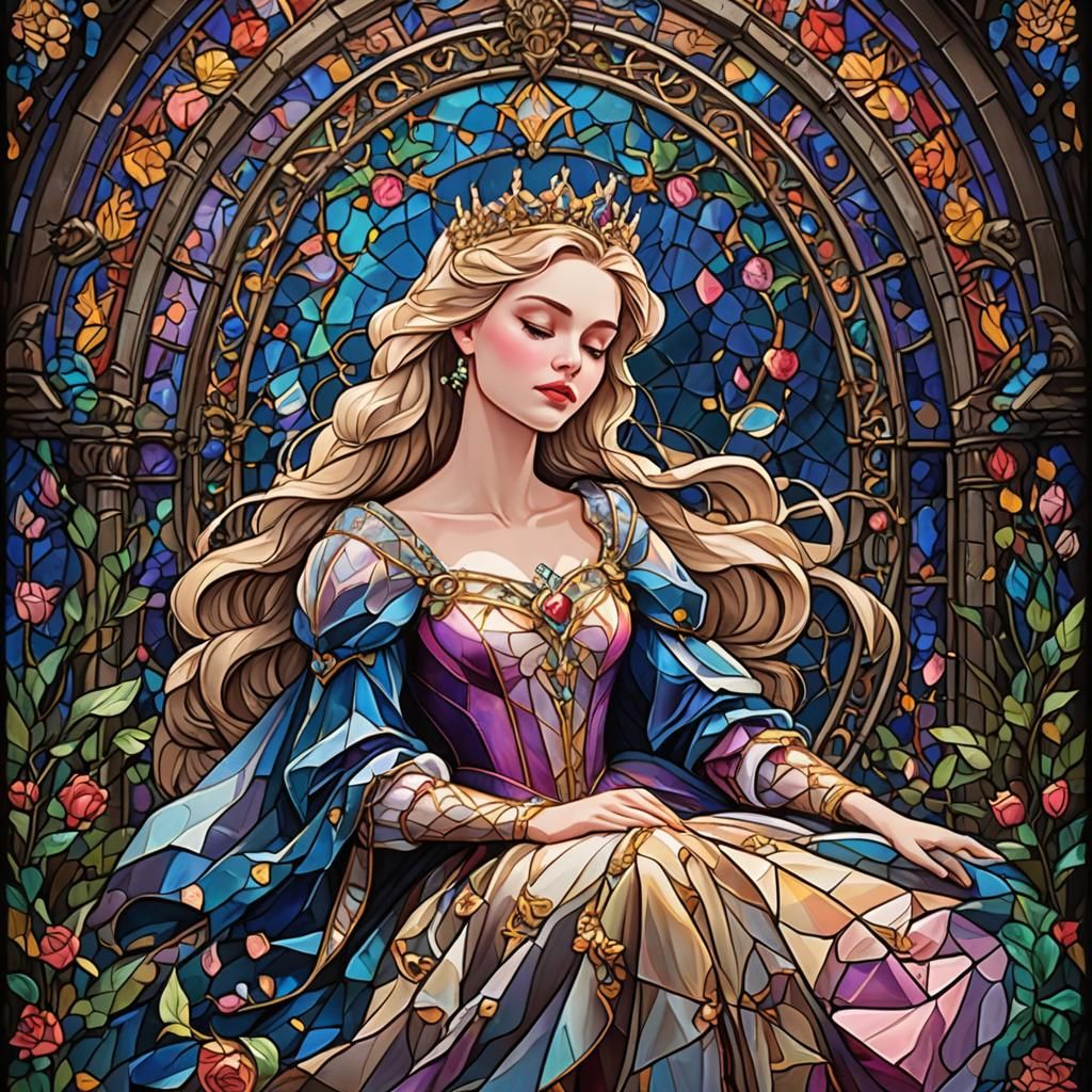 Sleeping Beauty: Diamond Stained Glass Painting