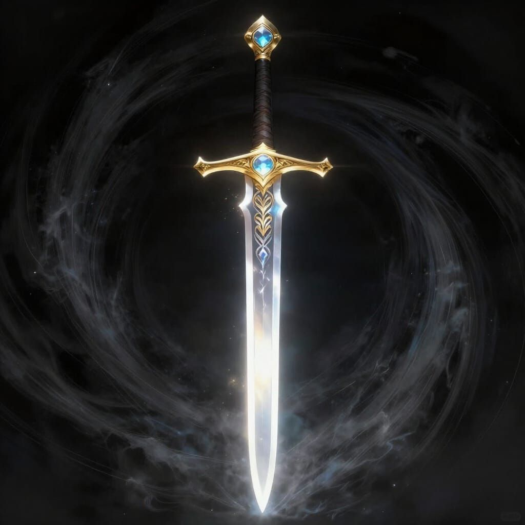 Celestial Sword of Light and Darkness with Gem