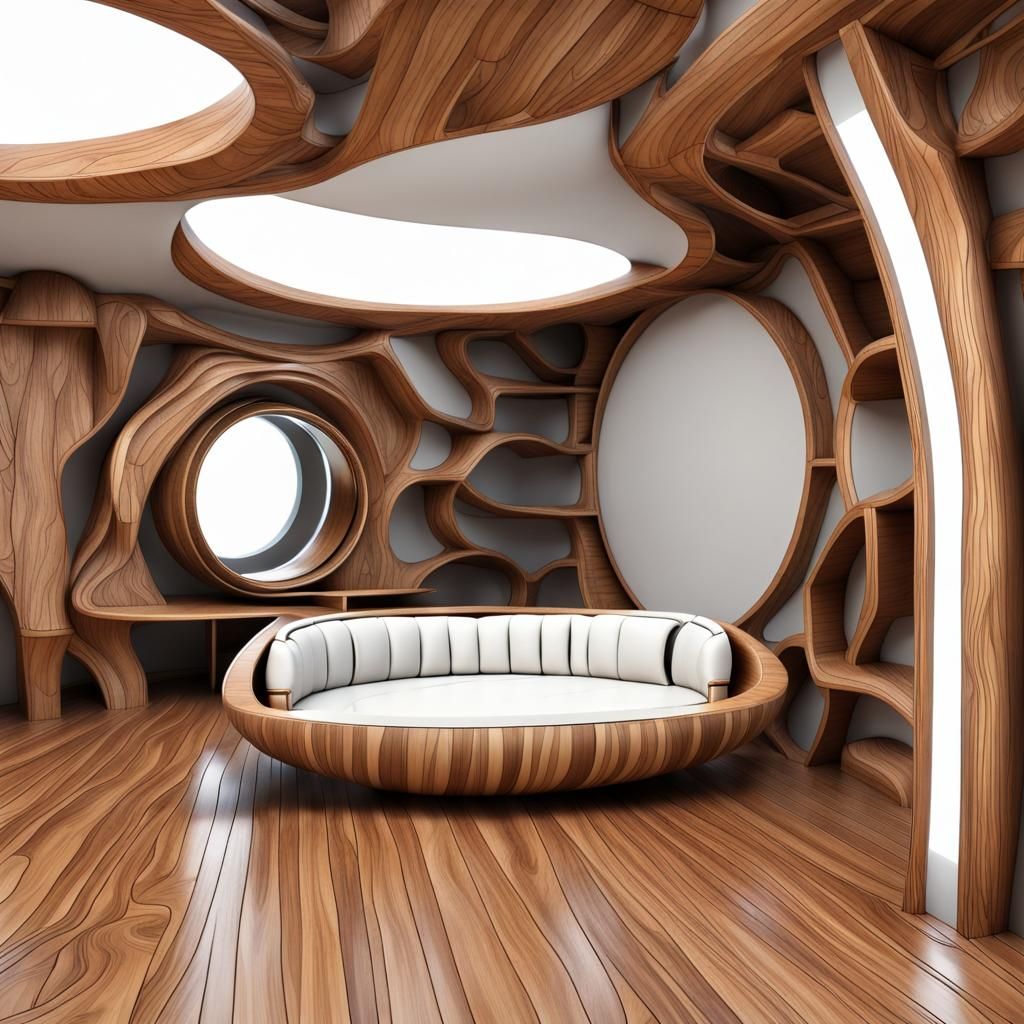 Futuristic Fantasy Leather and Wood 3D Design