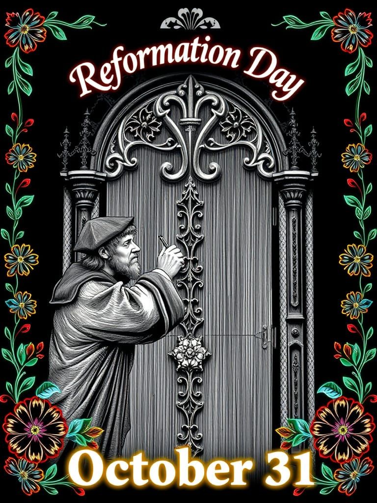 Martin Luther Nails Theses to Church Door