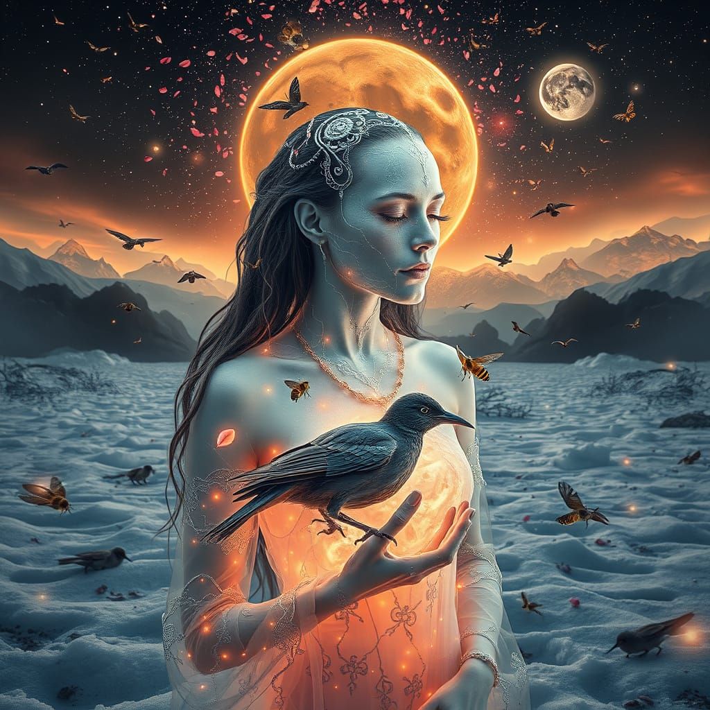 Mystical Shaman in Bioluminescent Oasis