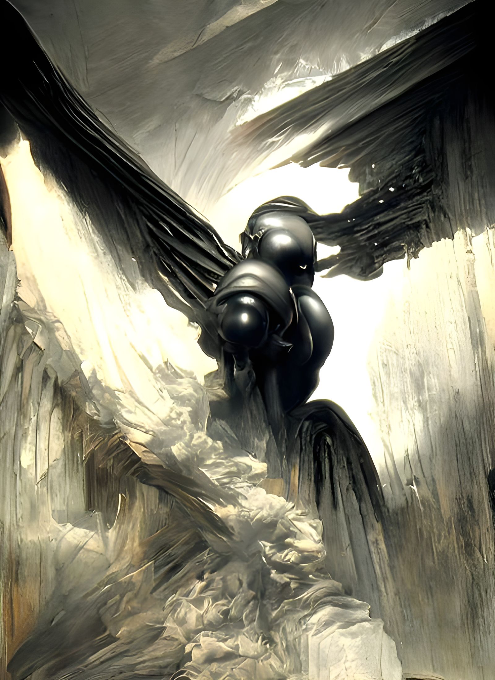 Sinister Guardian Angel in Arid Wasteland