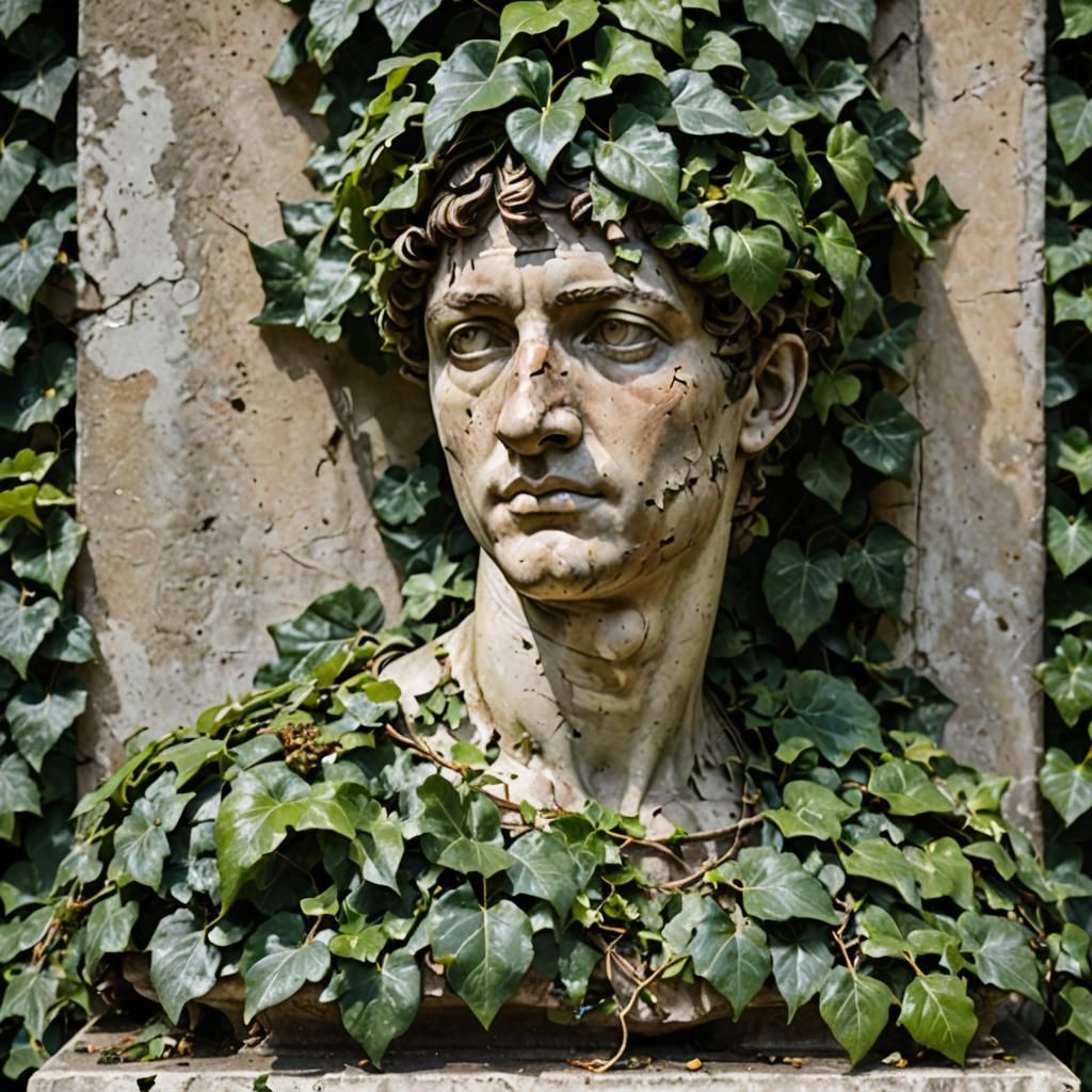 Ivy-Covered Roman Bust Portrait