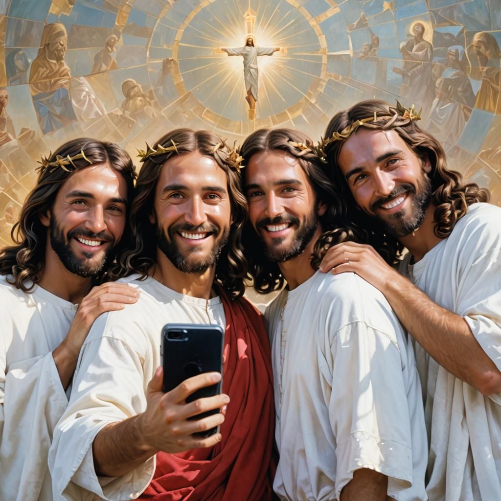 Multiple Jesus Figures in a Surrealist Photo