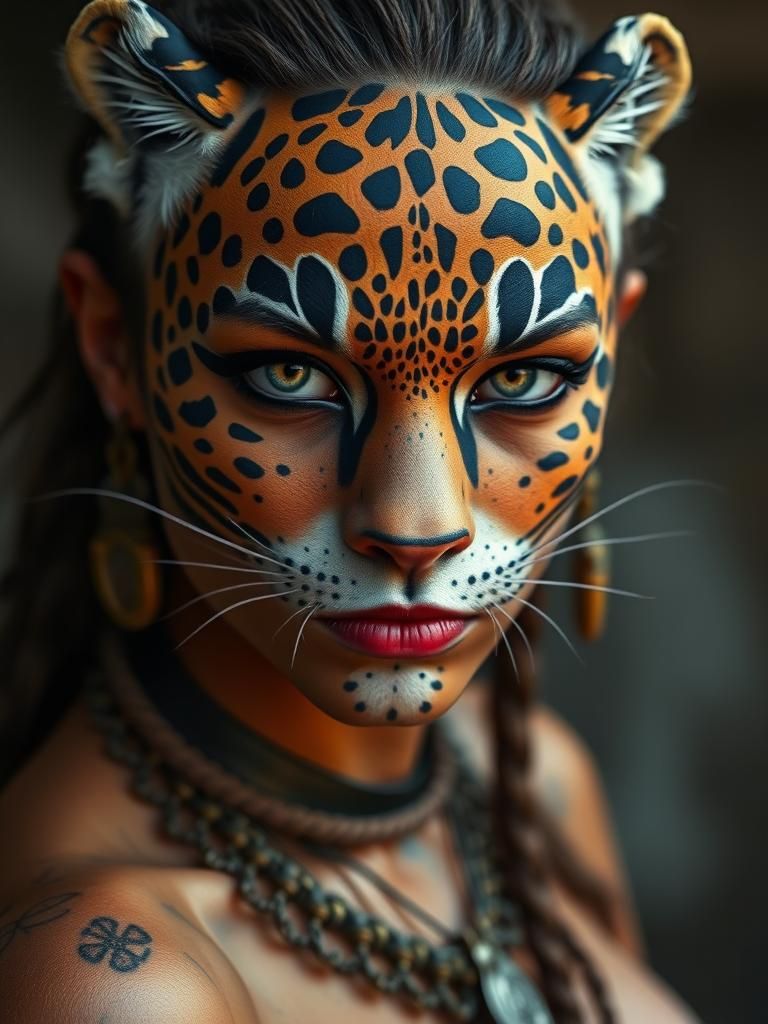 Jaguar Warrior Woman in Full Length Portrait