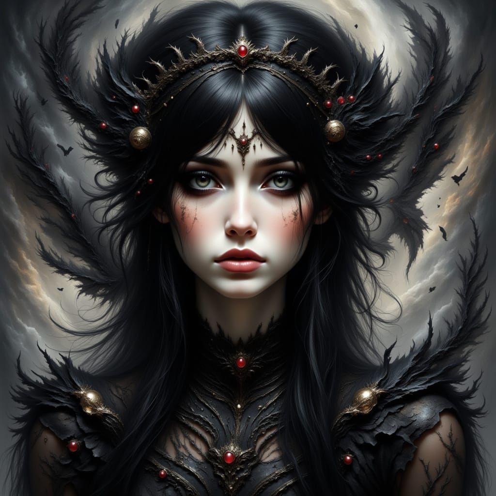 Gothic Punk Portrait with Nature Elements